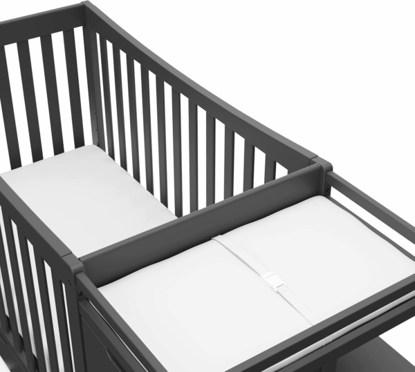 Remi 4-In-1 Convertible Crib & Changer with Drawer (Gray) – GREENGUARD Gold Certified, Crib and Changing -Table Combo, Includes Changing Pad, Converts to Toddler Bed, Daybed and Full-Size Bed - Image 9