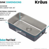 Dex 33-Inch Undermount 16 Gauge Stainless Steel Single Bowl Kitchen Sink, KA1US33B - Image 6