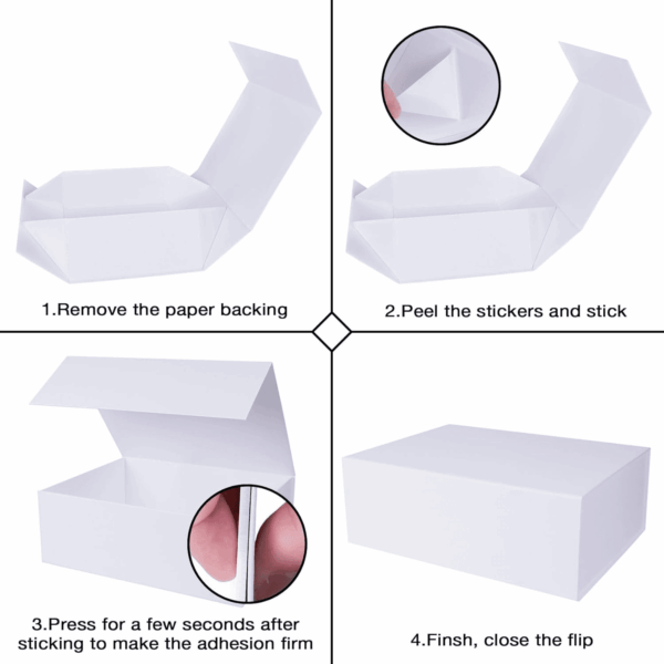 5 Pack White Magnetic Gift Boxes with Lids 13.8X9X4.3 In, Large Bridesmaid Groomsman Proposal Box, Rectangle Collapsible Box for Present Graduation Birthday Wedding Storage,1 Count (Pack of 5) - Image 3