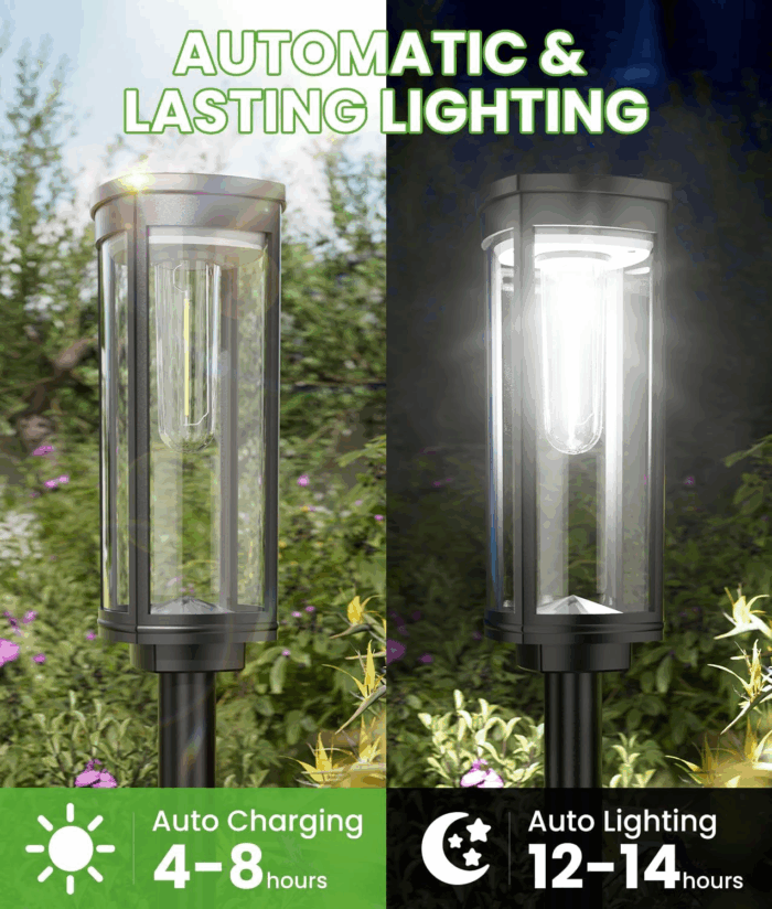 Bright Solar Pathway Lights Outdoor, 8 Pack Solar Garden Lights for outside Waterproof IP65, Auto On/Off Outdoor Light for Yard Garden Lawn Walkway Driveway Landscape Lighting - Image 5
