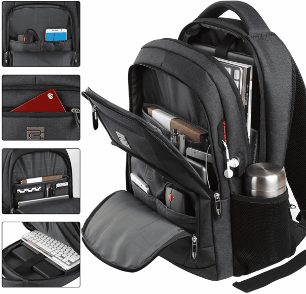 Laptop Backpack,Business Travel anti Theft Slim Durable Laptops Backpack with USB Charging Port,Water Resistant College Computer Bag for Women & Men Fits 15.6 Inch Laptop and Notebook - Black - Image 2