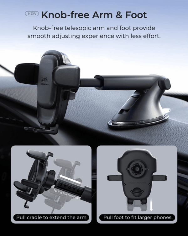 Easy One Touch 6 Universal Car Mount Dashboard & Windshield Suction Cup Phone Holder for Iphone Samsung, Google, All Smartphones - Image 5