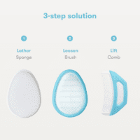the 3-Step Cradle Cap System, Dermafrida the Flakefixer, Sponge, Brush, Comb and Storage Stand for Babies with Cradle Cap, White-Blue - Image 3