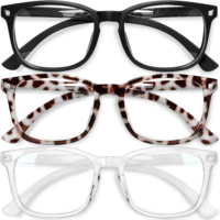Stylish Blue Light Glasses for Woman - Computer Glasses 99% Blue Light Blocking - Lightweight TR90 Frames - 3 Pack