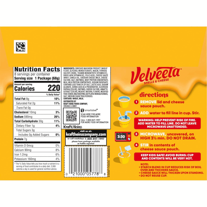 Shells & Cheese Original Microwaveable Shell Pasta & Cheese Sauce, 8 Ct Box, 2.39 Oz Cups - Image 7