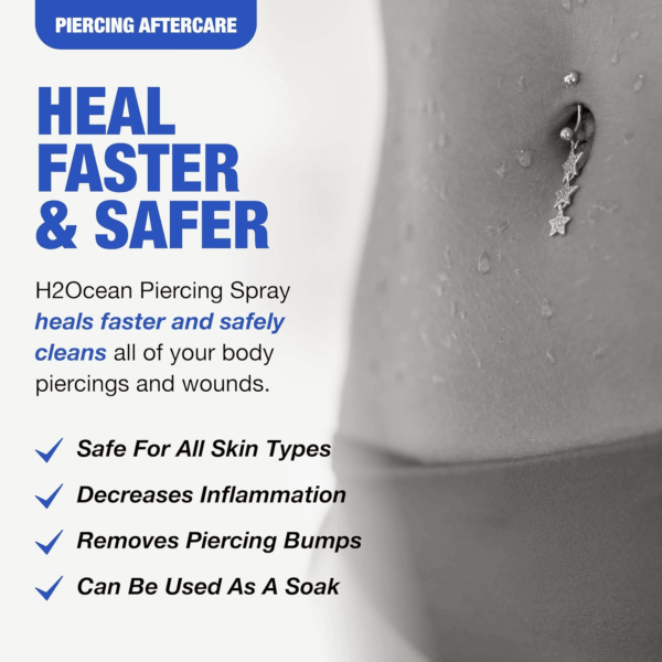 Piercing Aftercare Spray, Sea Salt Spray for Piercing Care, Organic Ear, Nose, Navel, Oral & Body Piercing Spray – 1.5Oz - Image 2