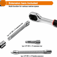 46 Pieces 1/4 Inch Drive Socket Ratchet Wrench Set, with Bit Socket Set Metric and Extension Bar for Auto Repairing and Household, with Storage Case - Image 4
