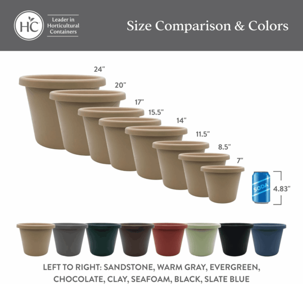 Classic round Plastic Plant Pot W/Rolled Rim - Lightweight & UV Resistant Flower Pot for Herbs & More - Outdoor & Indoor Plant Pots W/Drainage (17 Inch Clay, Pack of 1) - Image 6