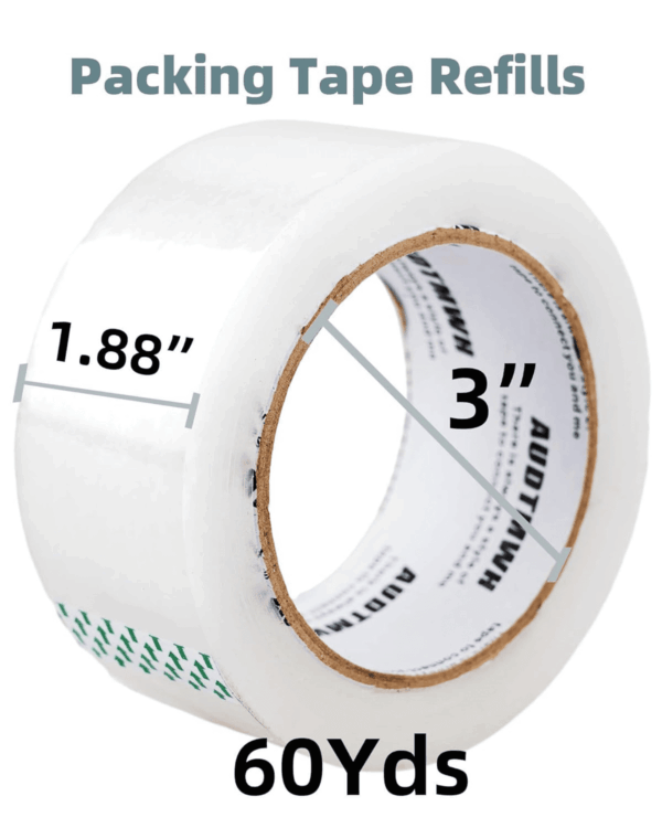 Packing Tape Refills, Clear, Packaging Tape Heavy Duty Designed for Moving, Shipping and Packing, Mailing,1.88" X 60 Yds, 2 Rolls - Image 2