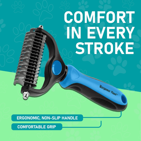 Original Pet Grooming Rake - Double-Sided Deshedding Dematting Tool, Undercoat Rake for Dogs & Cats, Extra-Wide Dog Grooming Brush & Deshedder Comb for Long Hair, Reduces Shedding 95% - Image 8