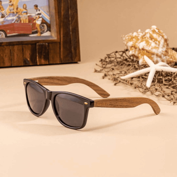Walnut Wood Sunglasses with Dark Polarized Lenses for Men and Women | 100% UVA/UVB Ray Protection - Image 2