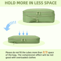 4 Set/6 Set/8 Set Compression Packing Cubes Travel Accessories Expandable Packing Organizers(Matchagreen Squaremesh 6 Set) - Image 5