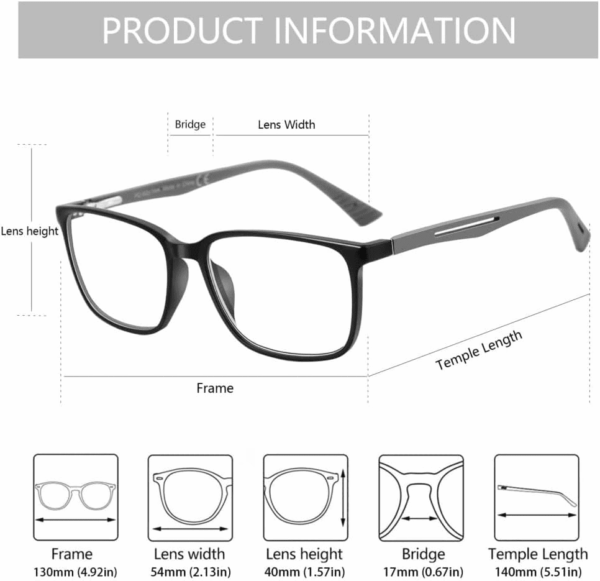 Blue Light Reading Glasses for Men，Sport Square Frame Readers, anti Glare Computer Glasses - Image 3