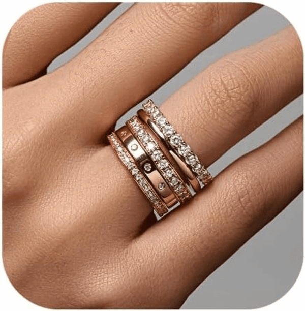 Gold Rings for Women Non Tarnish, 14K Gold Plated Dainty Stacking Cubic Zirconia Thumb Rings, Gold Knuckle Women Rings Set Jewelry Size 5-10
