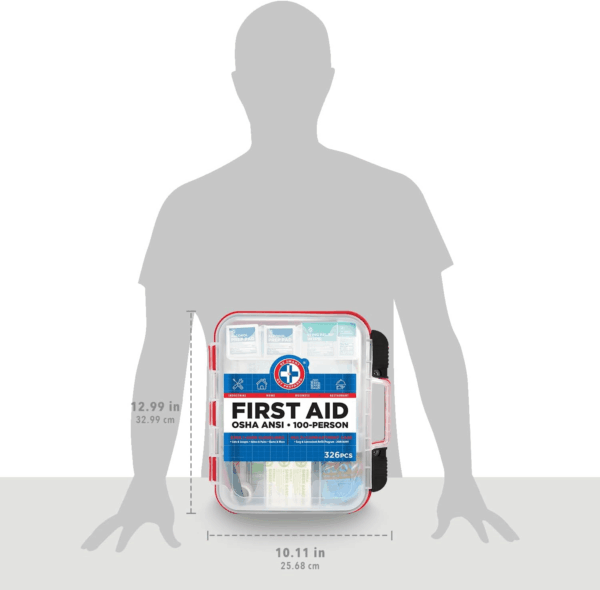 First Aid Kit Hard Red Case 326 Pieces Exceeds OSHA ANSI Guidelines 100 People. Office, Home, Car, School, Emergency, Survival, Camping, Hunting and Sports, FSA / HSA Approved - Image 6