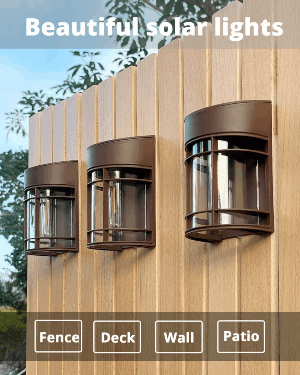 Solar Fence Lights, 8 Pack Deck Light Waterproof Solar Outdoor Lights for Garden Fence Post Backyard Decor, Brown - Image 7