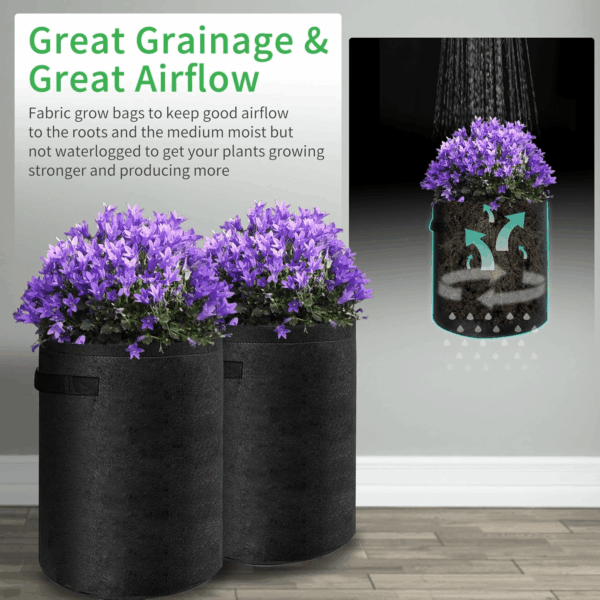 4 Pack Potato Grow Bags 10 Gallon with Flap, Heavy Duty Fabric with Handle and Harvest Window, Non-Woven Planter Pot Plant Garden Bags to Grow Vegetables Tomato, Black - Image 3