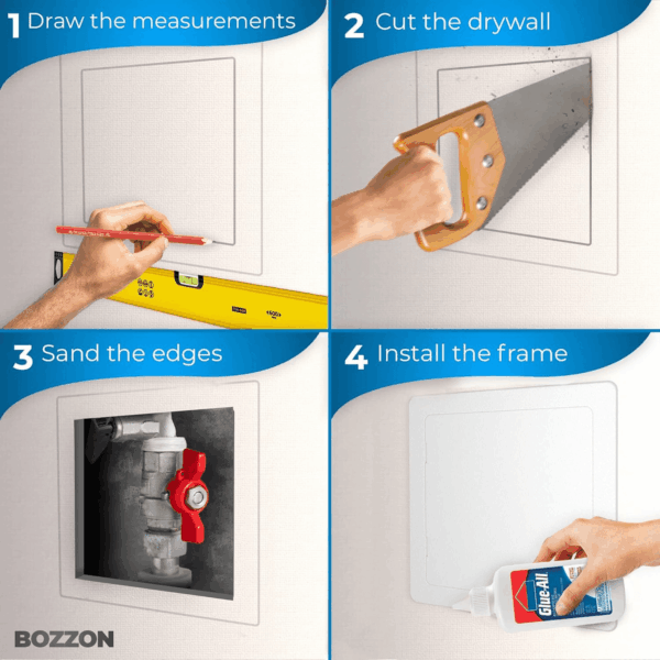 Access Panel for Drywall - 12X12 Inch - Wall Hole Cover - Access Door - Plumbing Access Panel for Drywall - Heavy Durable Plastic White - Image 3