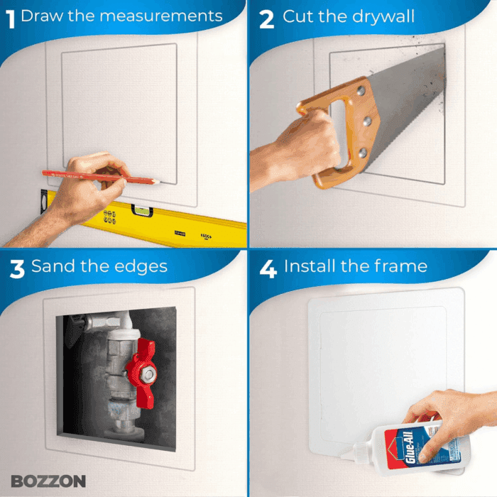 Access Panel for Drywall - 12X12 Inch - Wall Hole Cover - Access Door - Plumbing Access Panel for Drywall - Heavy Durable Plastic White - Image 3