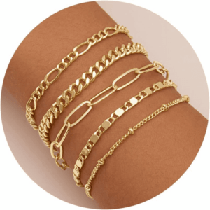 Gold Bracelets for Women Trendy,14K Real Gold Plated Dainty Stackable Paperclip Cuban Link Chain Bracelets, Gold Cuff Bracelets Jewelry Gifts Adjustable 7"+2"