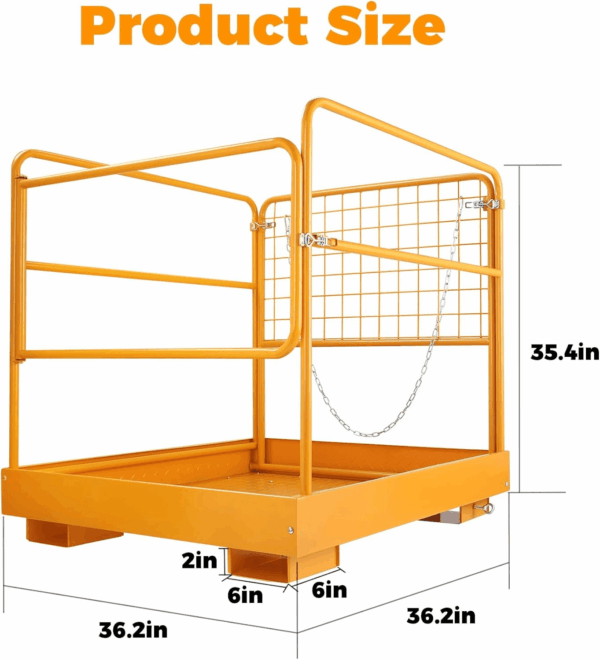 36"X36" Forklift Safety Cages with One Chain Forklift Cages 1200LBS Capacity Man Lift Basket Pallet Forks Work Platform Forklift Aerial Platform (No Wheel) - Image 8