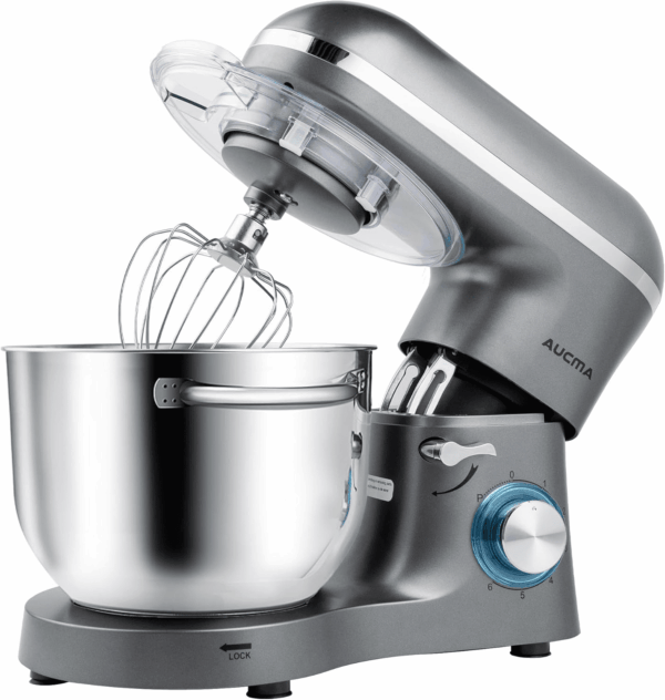 Stand Mixer,6.5-Qt 660W 6-Speed Tilt-Head Food Mixer, Kitchen Electric Mixer with Dough Hook, Wire Whip & Beater (6.5QT, Gray)