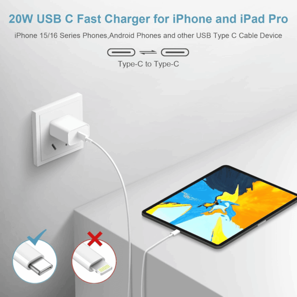 Iphone 16 15 Charger Fast Charging Type C Chargers USB C Charger Block Iphone 16 Chargers with 2 Pack 6FT Cable for Iphone 16/16 Plus/16 Pro/16 Pro Max/Iphone 15/15 Pro Max/Ipad Pro/Airpods - Image 6
