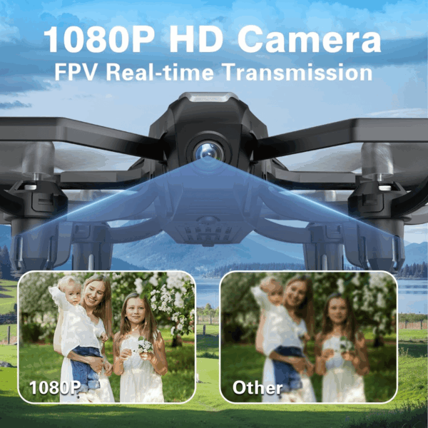 Drone with Camera, 1080P FPV Drone Camera with Remote Control Quadcopter, Gestures Selfie, One-Key Take Off/Landing, Speed Adjustment, 3D Flips, 2 Batteries Mini Drone for Adults Kids - Image 2