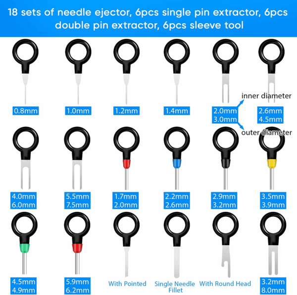 Terminal Pin Removal Tool Kit 82 Pcs Depinning Electrical Connector Pin Extractor Tool Set Wire Terminal Release for Automotive Car Household Devices - Image 3
