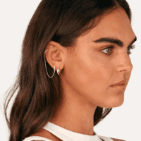 14K Gold Chain Earrings for Women | Double Piercing Dangle Chain Huggie Hoop Earrings | Cubic Zirconia Pearl Stud Ear Cuff Earrings for Women - Image 4