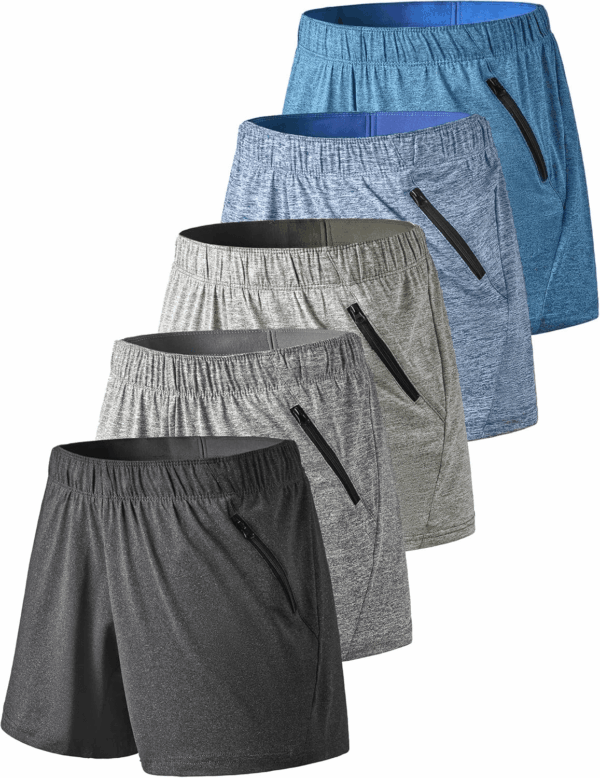 5 Pack: Womens Workout Gym Shorts Casual Lounge Set, Ladies Active Athletic Apparel with Zipper Pockets