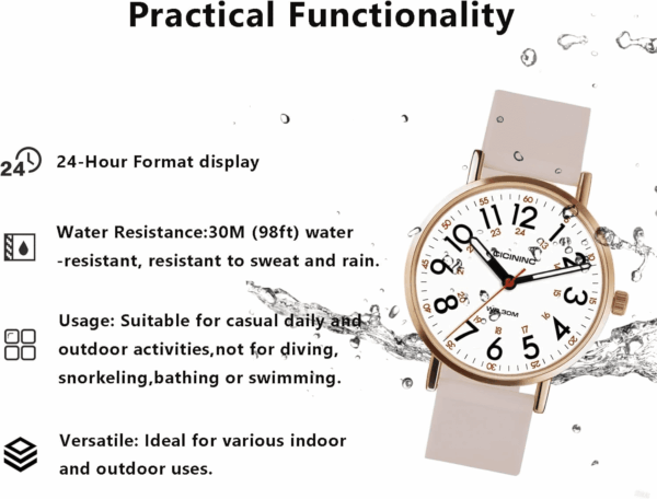 Nurse Watch for Medical Professionals Students Women Men, Analog Nursing Watches with 30M Waterproof 12/24 Hour Military Time, Second Hand, Easy to Read, Colorful Silicone Band - Image 8