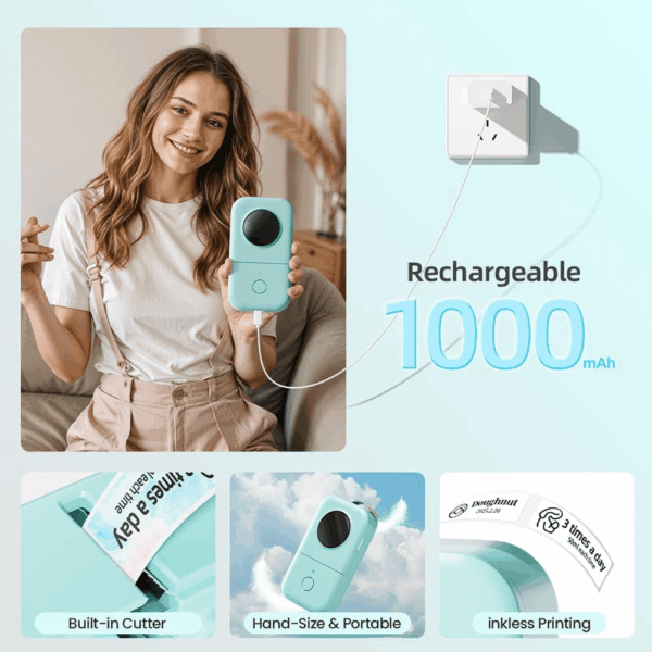 D30 Label Maker Machine, Portable Bluetooth Mini Label Printer, Smart Phone Handheld Thermal Sticker Small Labeler Multiple Templates Font Icon Inkless for Home Office - Image 7