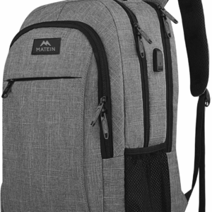 Travel Laptop Backpack, Business anti Theft Slim Sturdy Laptops Backpack with USB Charging Port, Water Resistant College School Computer Bag Gift for Men & Women Fits 15.6 Inch Notebook, Grey