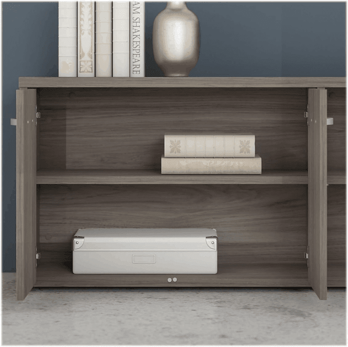 Studio C Low Storage Cabinet with Doors and Shelves in Modern Hickory - Image 6