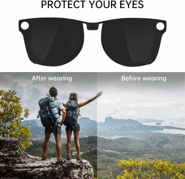 2Pcs Polarized Clip for Ray-Ban Meta Wayfarer RW4006 Smart Glasses (Size M 50-22), Discoloration Clips Compatible with Ray-Ban Meta Wayfarer Protect Your Eyes, Cool and Fashion (Black + Green) - Image 4