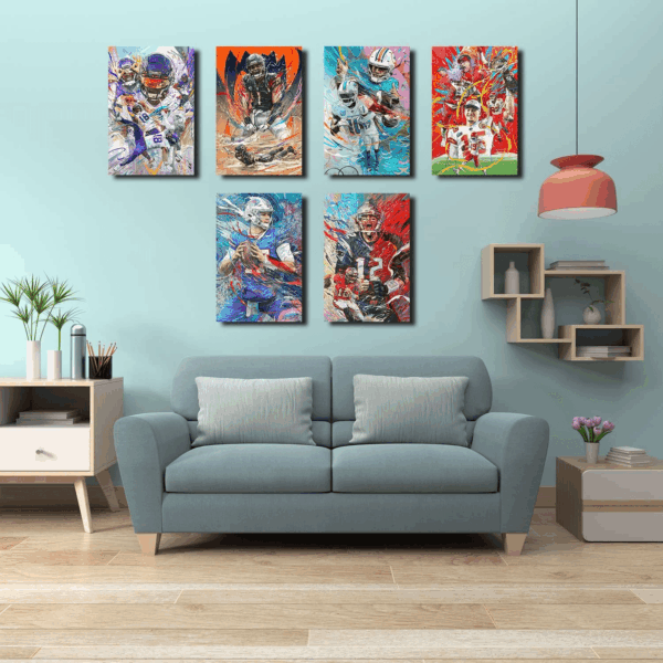 Sports Star Poster Josh Allen Tom Brady Justin Jefferson Fields Tyreek Hill Patrick Mahomes (No Frame, 8X12Inch-6Pcs) - Image 3
