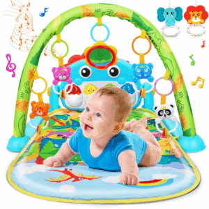 Baby Gym Play Mats Baby Toys Tummy Time Mat Musical Activity Center for Newborn Infant Piano Babies Play Mat Music & Light Newborn Infant Gifts for Babies 0-3 6 9 12 Months Dinosaur Style