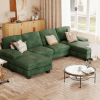 Sectional Couches for Living Room, U Shaped Couch with Chenille Fabric, 4 Seat Modern Sofa with Removable Pillows for Apartment and Small Space (Fabric, Green) - Image 6