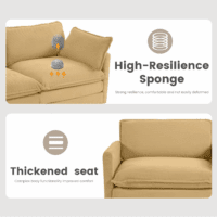 Oversized Modular Sectional Sofa with Movable Ottoman, 112 Inch 4 Seat Modern Corduroy Sofa Set, Convertible L Shaped Couch for Living Room and Office, Yellow - Image 5