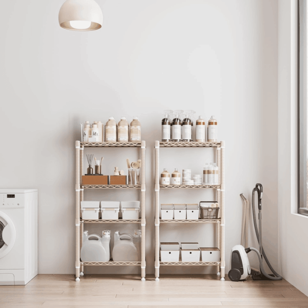 MZG 1000 Lbs 4 Tier Shelf Metal Storage Shelves Wire Rack Closet Organizers for Garage Kitchen Bathroom Laundry Light Tan 11.8" D X 23.6" W X 47.5" H - Image 3