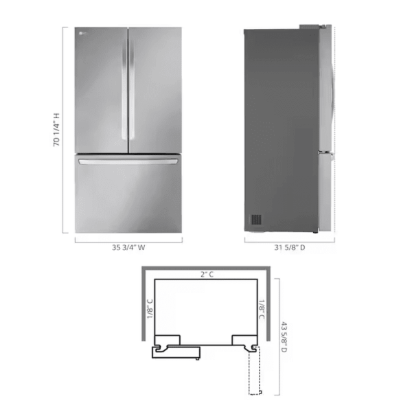Counter-Depth MAX 26.5-Cu Ft 3 -Door Smart Compatible French Door Refrigerator with Ice Maker with Water Dispenser ( Stainless Steel ) ENERGY STAR Certified - Image 3