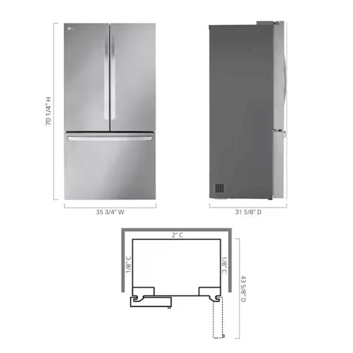 Counter-Depth MAX 26.5-Cu Ft 3 -Door Smart Compatible French Door Refrigerator with Ice Maker with Water Dispenser ( Stainless Steel ) ENERGY STAR Certified - Image 3