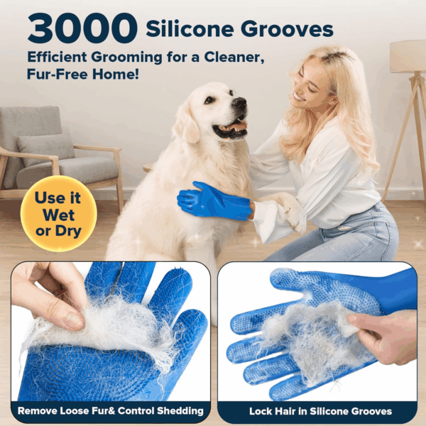 6PCS Pet Grooming Kit | Dog Washing Gloves | Dog Bath Brush | Dog Bath Gloves | Dog Shampoo Brush | Pet Grooming Gloves | Cat Bathing Supplies | Dog Bath Supplies (Navy Blue) - Image 3