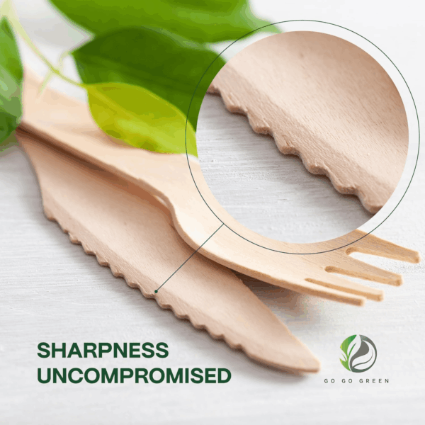100% Compostable Cutlery Set - 300 Pieces Wooden Compostable Utensils [120 Forks, 90 Knives, 90 Spoons] - Disposable Wooden Cutlery, Eco Friendly Forks and Spoons Disposable Cutlery Set Party Utensils - Image 2