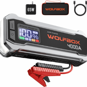 4000A Jump Starter,12V Car Battery Jump Starter with 65W Quick Charger,Led Display,24000Mah Portable Jump Starter Battery Pack(10L Gas 10L Diesel Engine) with Booster,Led Light,Jumper Cables