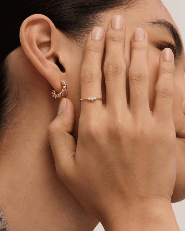 18K Gold Plated Marquise round Mini Cubic Zirconia Stackable Rings for Women | Dainty Stacking Thin Band for Women - Image 4