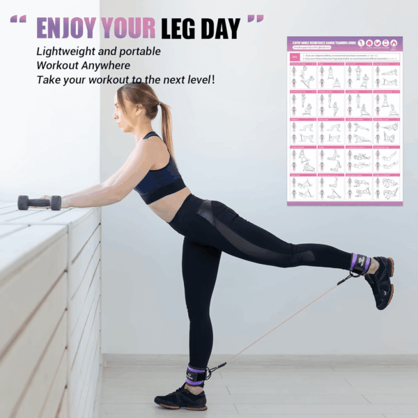 Ankle Resistance Bands with Cuffs for Working Out, Kickbacks, Hip, Leg and Glute Exercise - Training Poster Included - for Women - Image 7