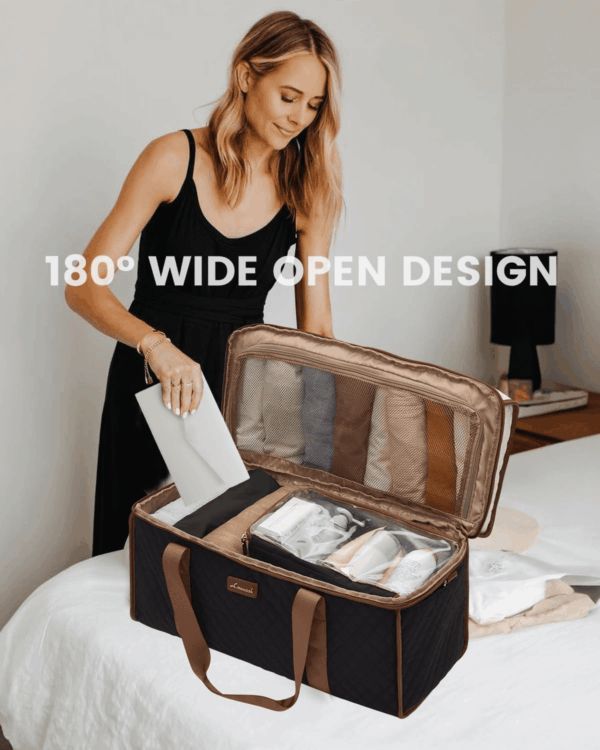 Travel Duffle Bag, Weekender Bags for Women, Carry on Duffel Bags for Airplanes, Overnight Bag with Toiletry Bag, Hospital Bag for Labor and Delivery, Yoga Gym Bag with Wet Pocket, 3Pcs Set - Image 2
