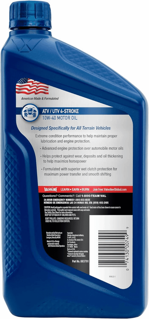 4-Stroke ATV/UTV SAE 10W-40 Motor Oil 1 QT, Case of 6 - Image 5